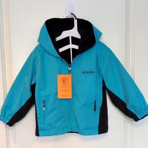 NWT Teal and Black "Alaska" Hooded Reversible Jacket - XS
